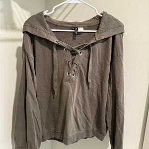 Divided Olive/Gray V-Neck Sweater